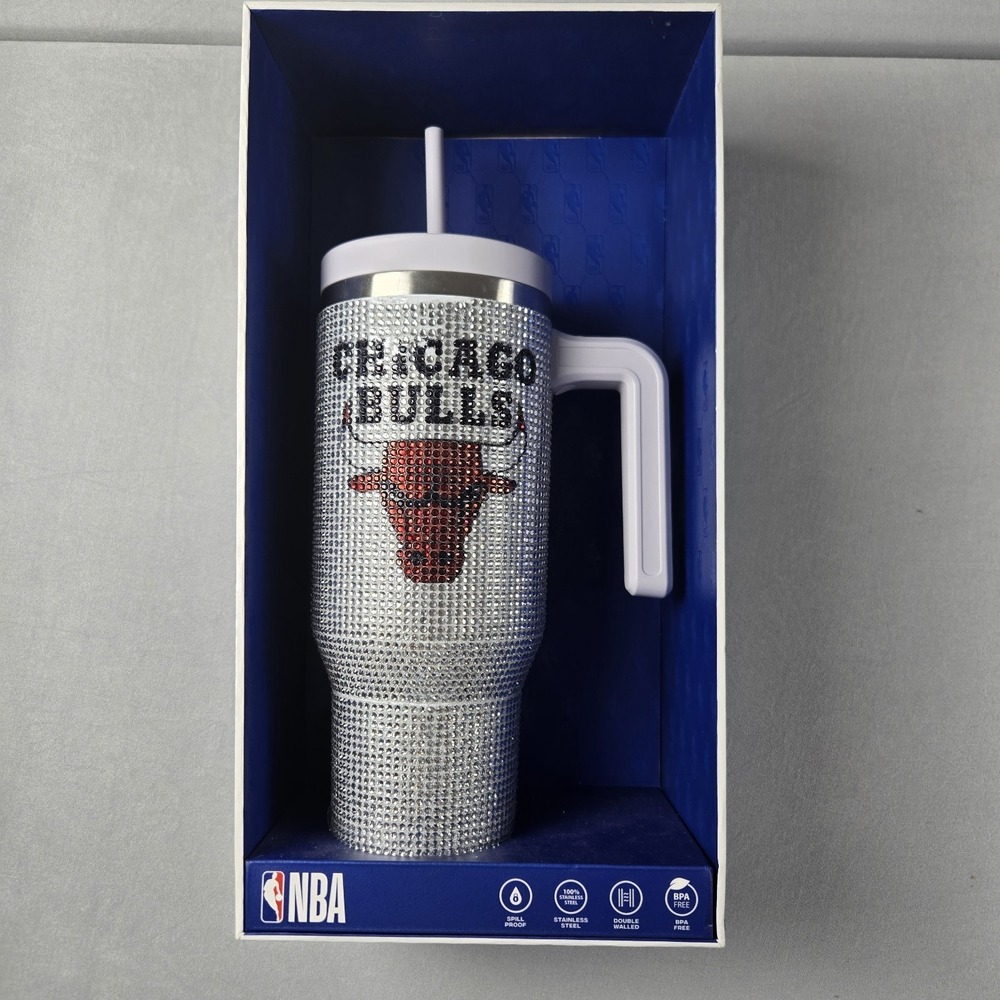 NBA Bling‎ Hydrapeak LE Chicago Bulls Logo 40 oz Steel Tumbler Rhinestones - NIB